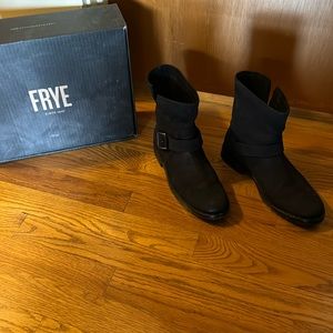 Frye black suede booties